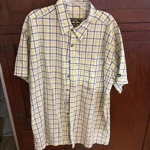 Drake Yellow and Blue Casual Button Down Shirt